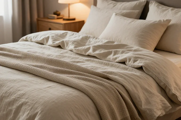 Textured linen duvet cover, illustrated