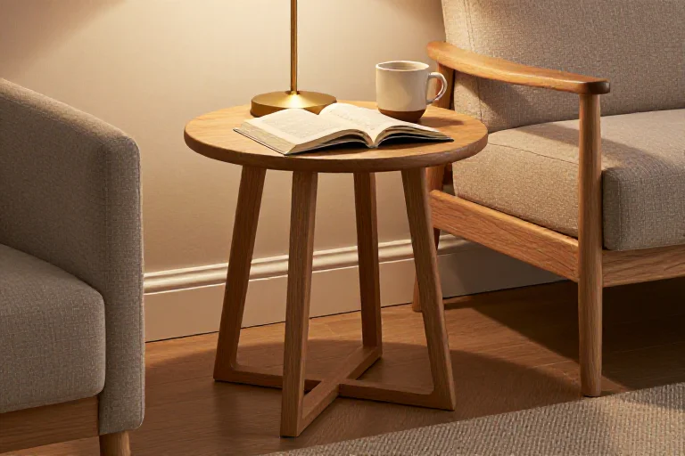 Small wood side table, illustrated